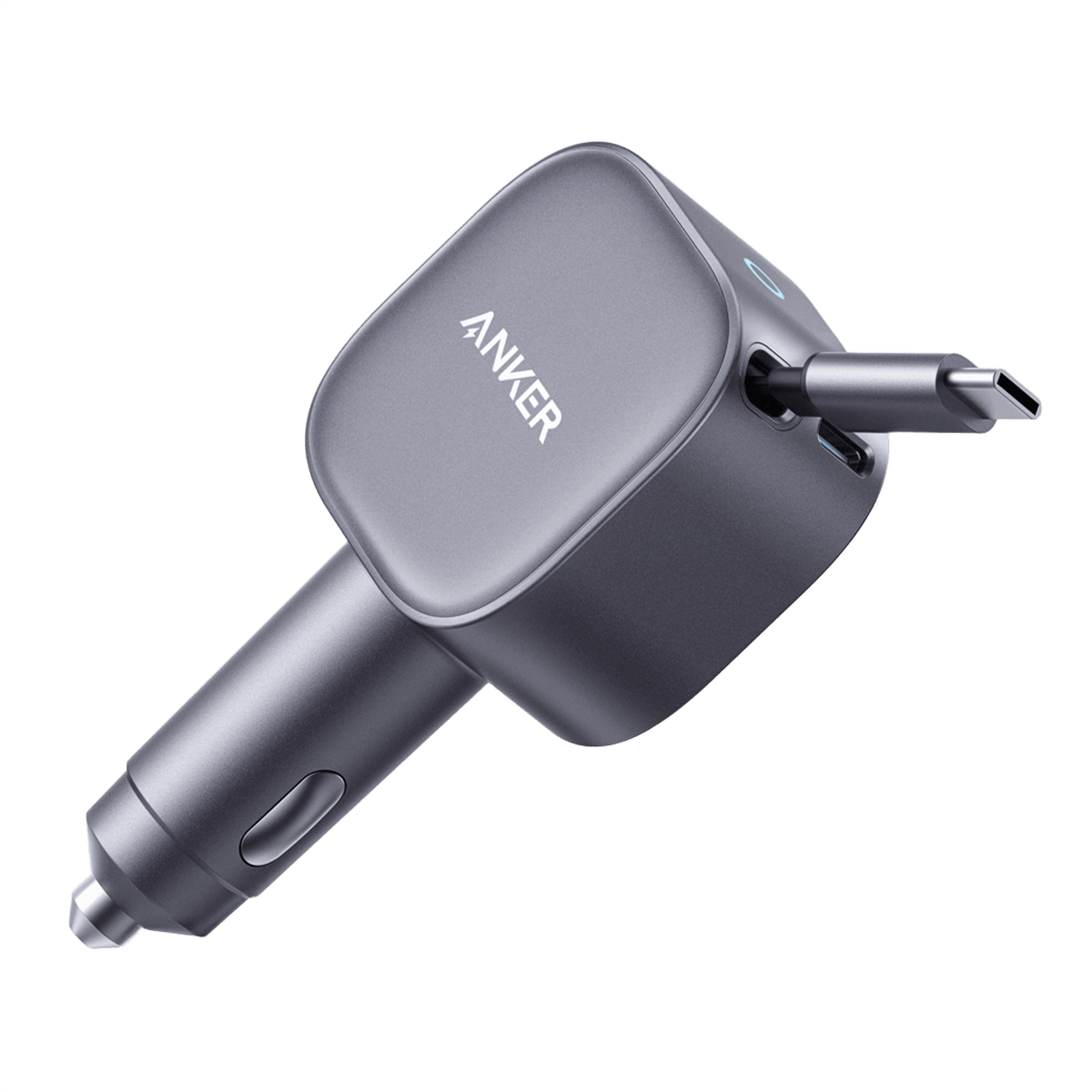 Anker Nano Car Charger - 75W / USB-C / Retractable Cables Silver