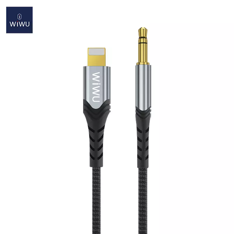 Wiwu Aux Stereo Cable 3.5Mm To Lightining 1.5Mtr - Black