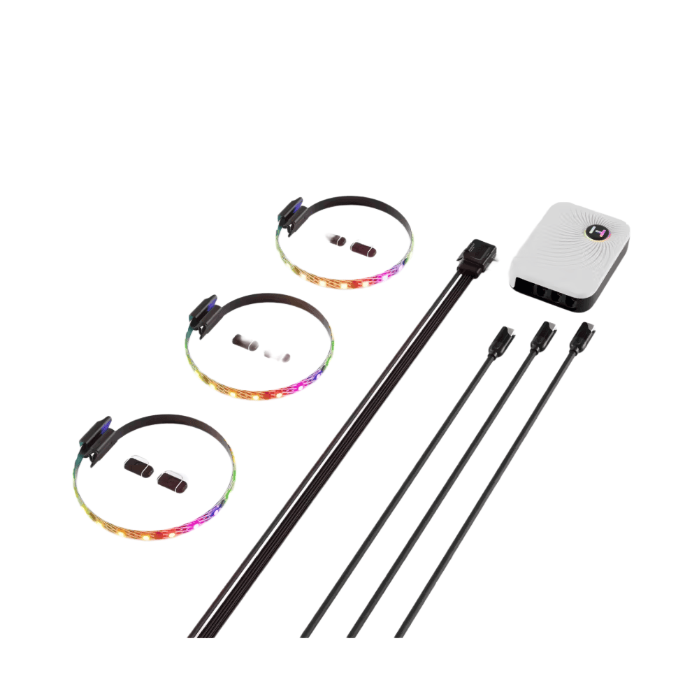 HYTE LS10 qRGB LED Strip 3 Pack with NP50 Nexus Controll Hub