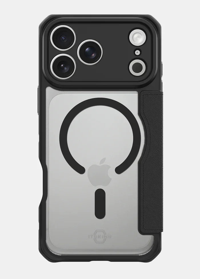 Itskins Hybrid Magfolio Series Magsafe Book Case For Apple iPhone 17 Pro Max - Black