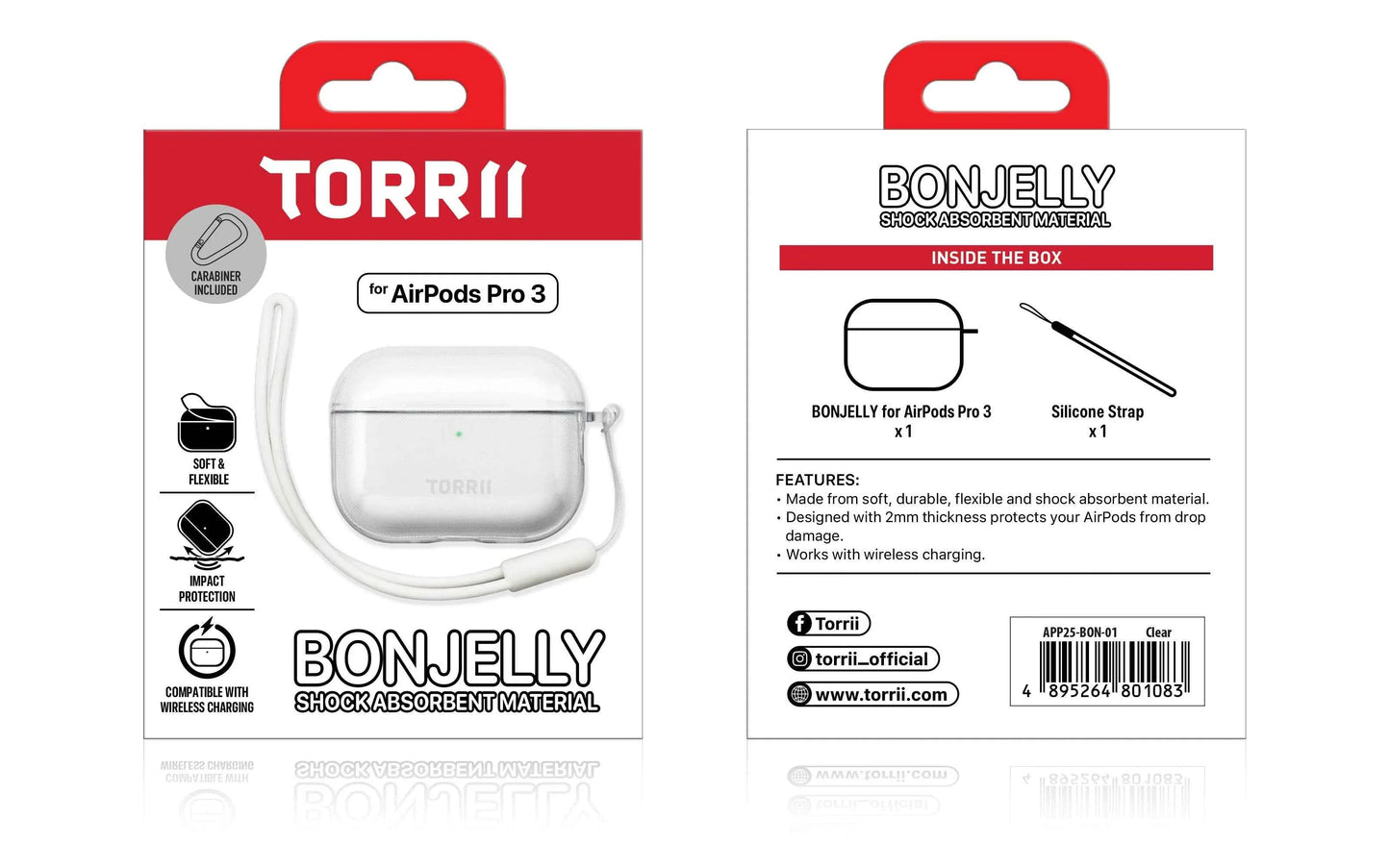 Torrii BONJELLY Case for Apple AirPods Pro 3 - Clear