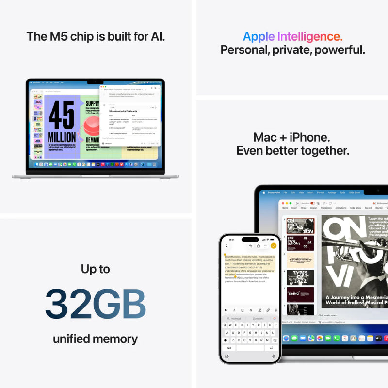 Apple MacBook Air - 13.6" / M5 / 10-Core CPU / 8-Core GPU / 16GB RAM / 512GB SSD / Arb/Eng / Silver / 1YW (Z1L000184)