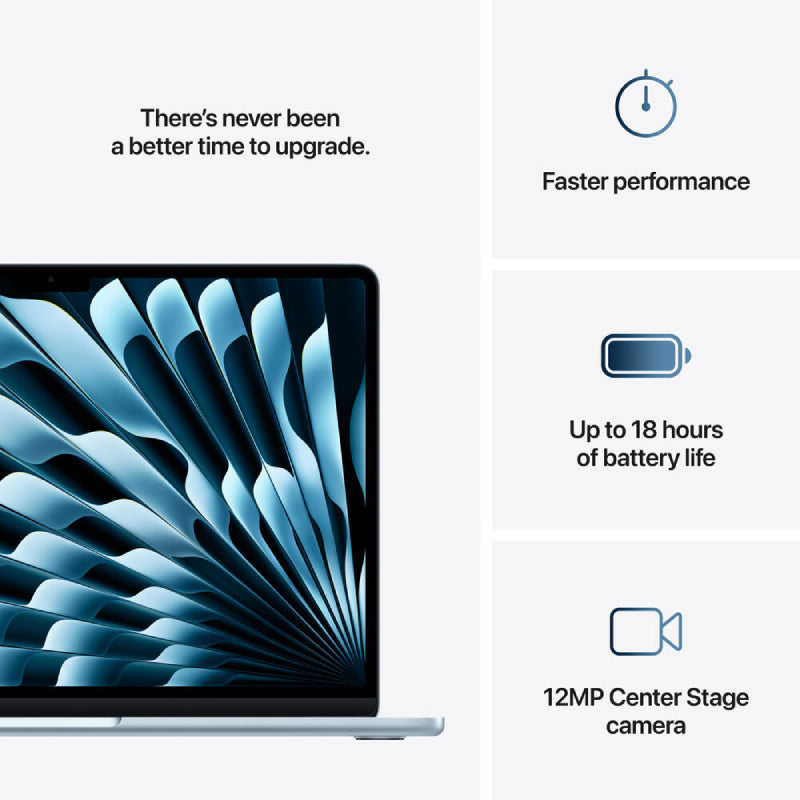 Apple MacBook Air - 13.6" / M4 / 10-Core CPU / 8-Core GPU / 16-Core Neural Engine / 16GB RAM / 256GB SSD / Sky Blue / 1YW