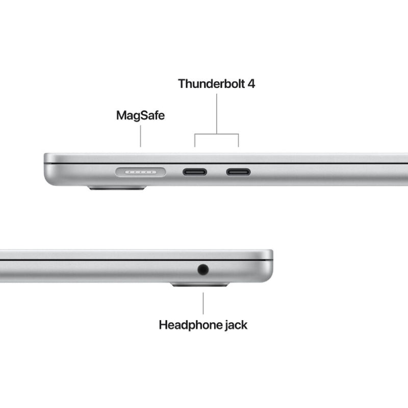 ابل ماك بوك اير - 15.3" / M4 /كور وحده المعالجة المركزية /كور GPU /كور Neural Engine / 24 جيجابايت رام / 512 جيجابايت إس إس دي / فضي / ضمان سنة