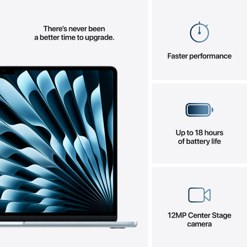 Apple MacBook Air - 15.3" / M4 / 10-Core CPU / 10-Core GPU / 16-Core Neural Engine / 16GB RAM / 256GB SSD / Sky Blue / 1YW