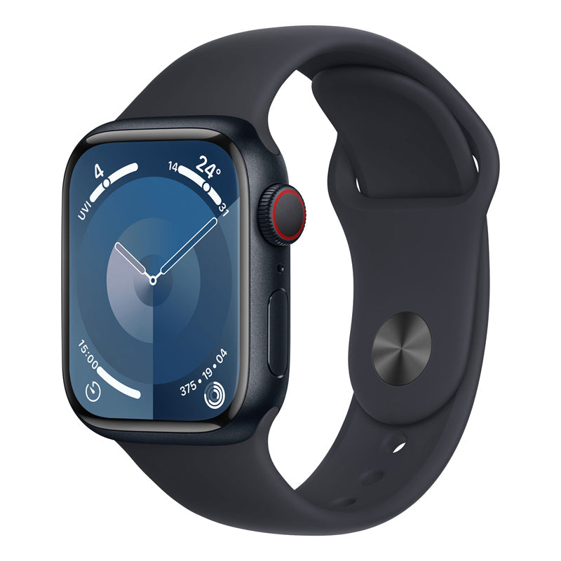 Apple Watch Series 9 with Sport Band - LTPO OLED / 64GB / 45mm / Small/Medium / Bluetooth / Wi-Fi / Cellular / Midnight