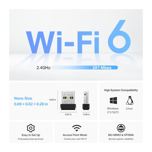 TP-Link Archer TX1U Nano AX300 Wi-Fi 6 Wireless USB Adapter