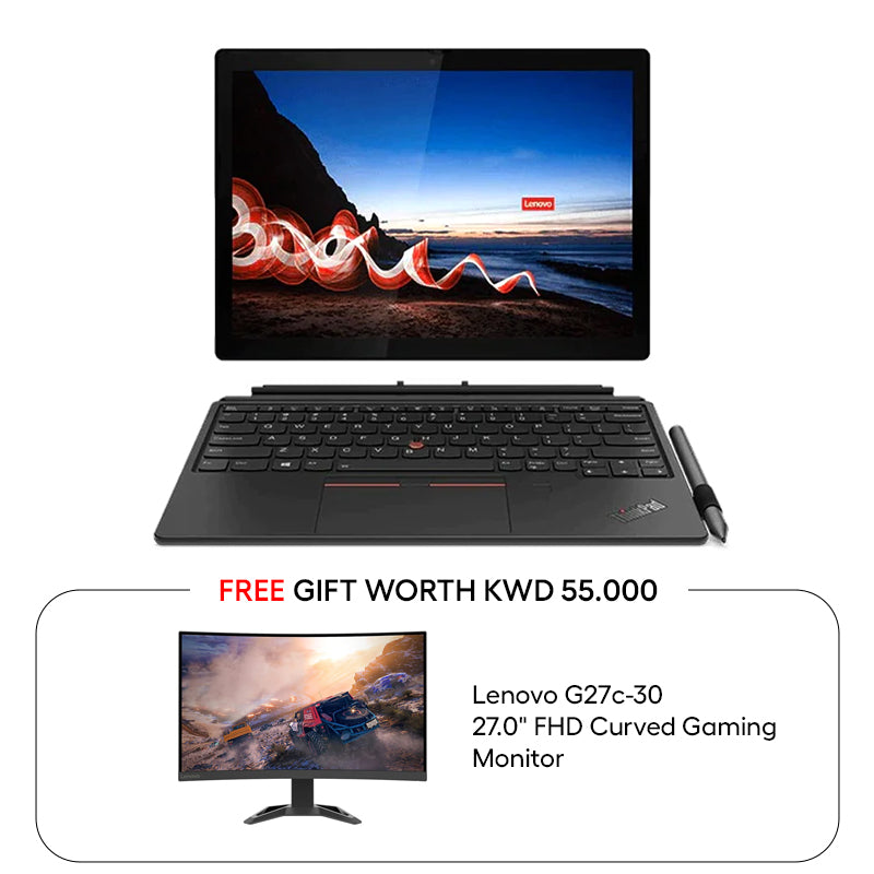 Lenovo ThinkPad X12 Detachable Gen 1 - 12.3" FHD+ Multi-Touch / i7 / 16GB / 256GB (NVMe M.2 SSD) / Win 10 Pro / 3YW / Arabic/English / Black - Laptop