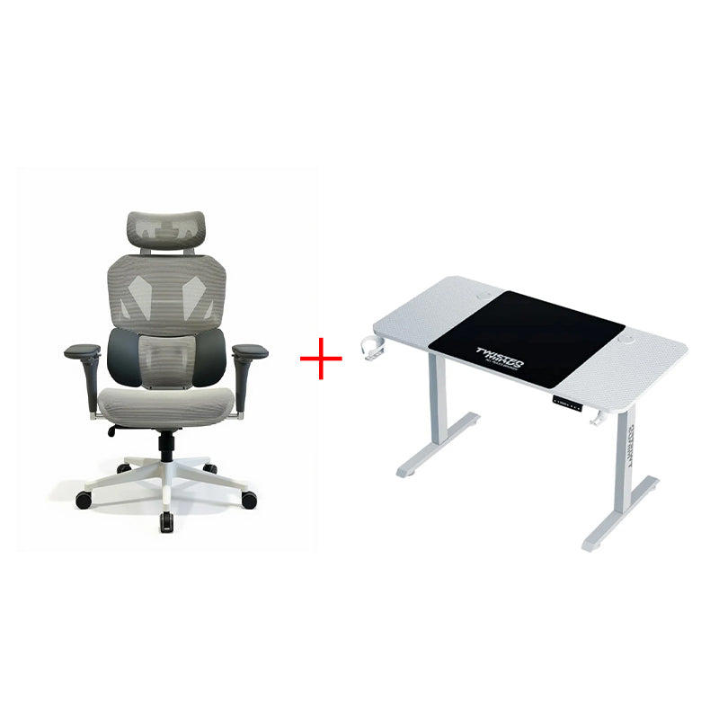 SADES Phoenix SA-AD10-W Adjustable Mesh Gaming Chair with 6D Armrest + Twisted Minds Paradox Adjustable Gaming Desk - Bundle Offer