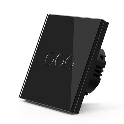 Gopeta 3-Gang Smart Wi-Fi Touch Switch with Glass Panel - Black