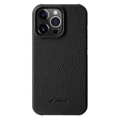 Melkco Back Snap Series Lai Chee Pattern Premium Leather Snap Cover Case - Apple iPhone 14 Pro Max / Black Accessories