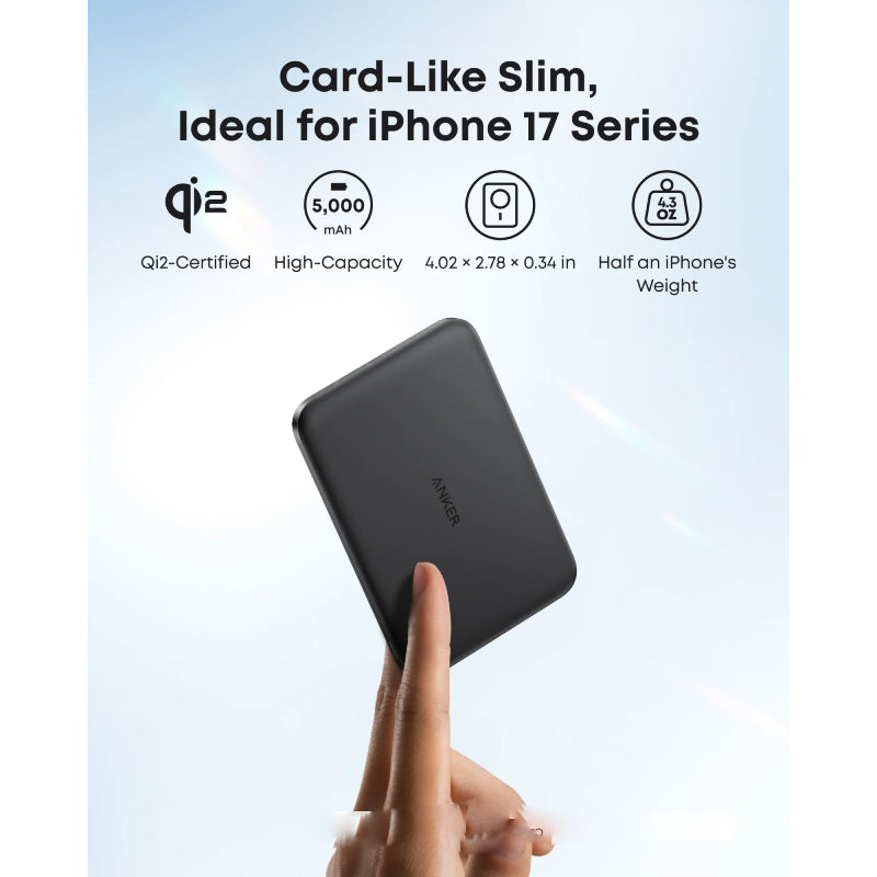 Anker MagGo Slim Nano Power Bank - 5,000mAh / USB-C / Black