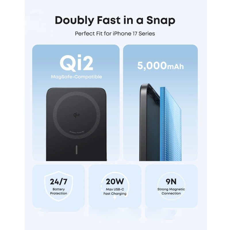 Anker MagGo Slim Nano Power Bank - 5,000mAh / USB-C / Black