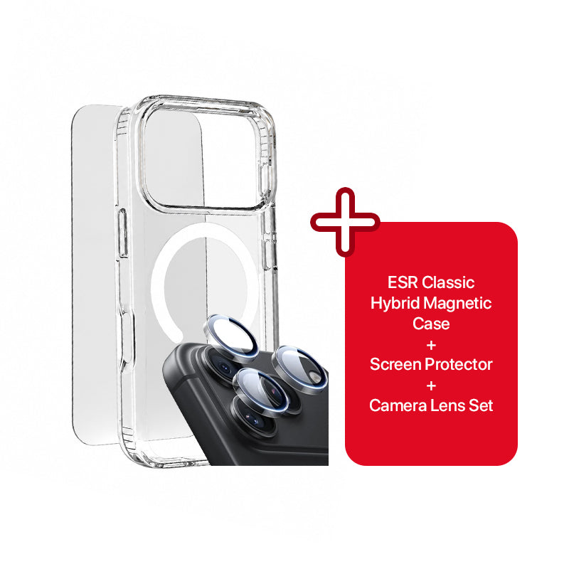ESR Classic Hybrid Magnetic Case + Screen Protector + Camera Lens Set for iPhone 18 Pro Max / iPhone 17 Pro Max - Clear
