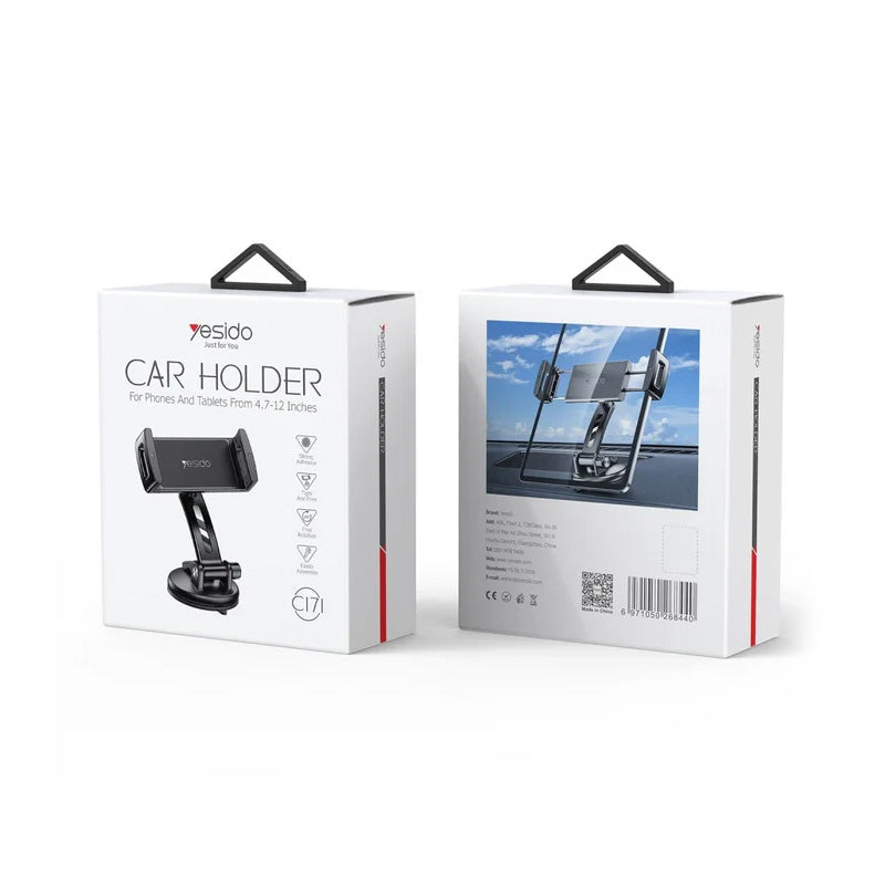 Yesido C171 Suction Cup Phone & Tablet Car Holder - Black