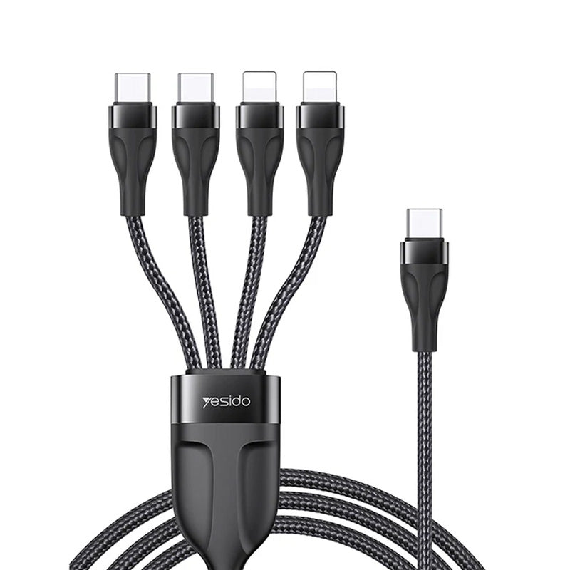 Yesido CA110 4 in 1 Charging Data Cable | Type-C to 2 TC + 2 IP Mobile Phone Charging Cable