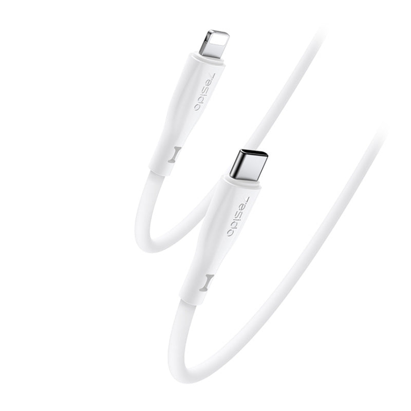 Yesido CA151 8 Pin Silicone Charging Data Cable - 1M / USB / Type-C / Lightning -White