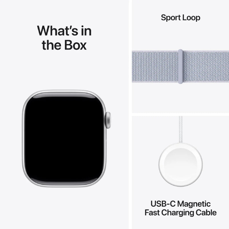 Apple Watch Series 10 with Sport Loop - LTPO OLED / 64GB / 42mm / Bluetooth / Wi-Fi / Blue Cloud Smart Watches