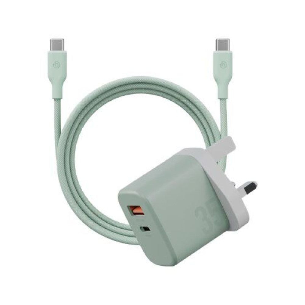 Bazic Goport Velox Bundle, 1C1A Charger 35W(Uk) With Weave Cable - Pistachio