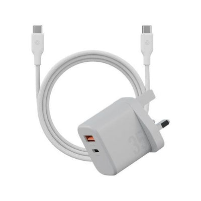 Bazic Goport Velox Bundle, 1C1A Charger 35W(Uk) With Weave Cable - Vanilla