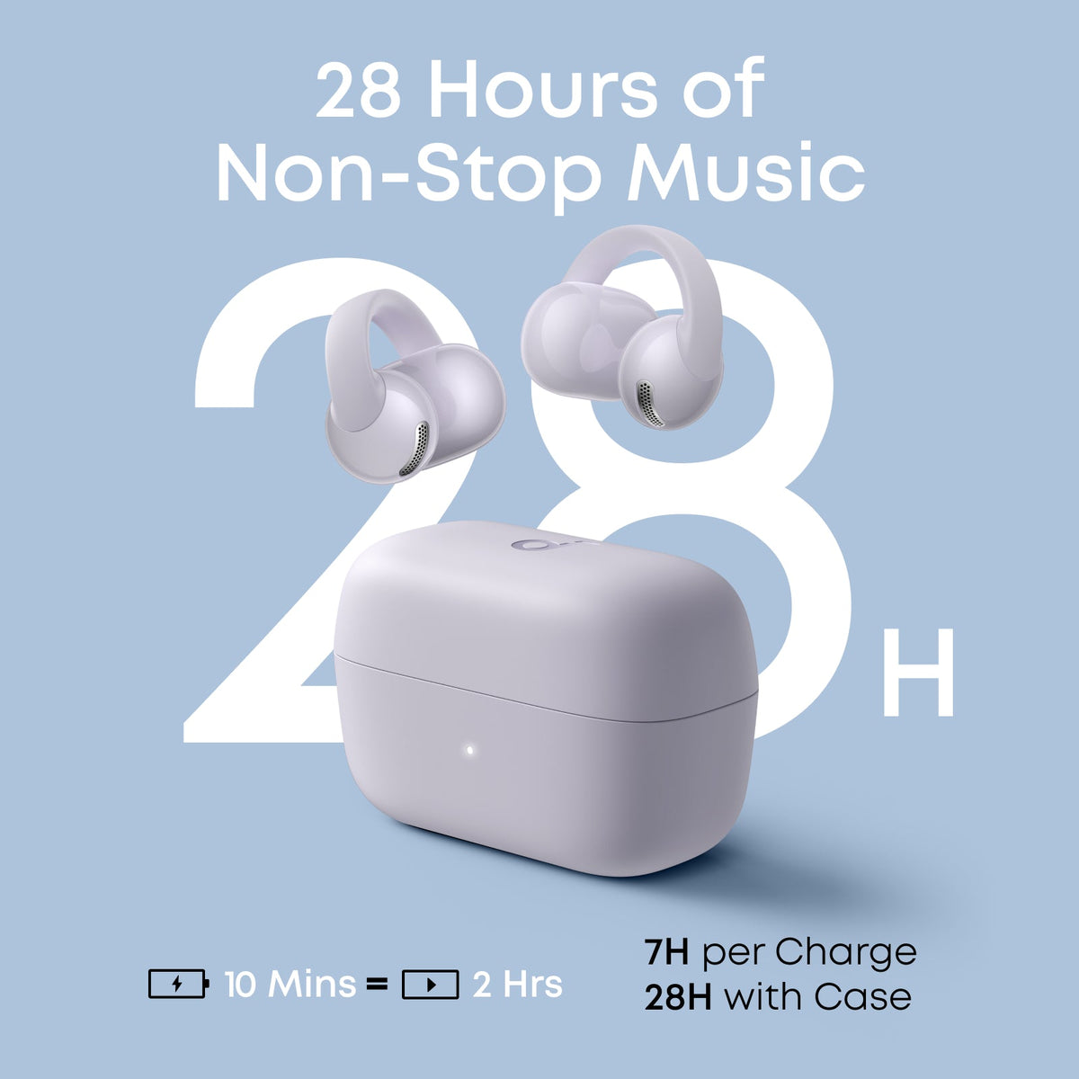 Anker Soundcore C50i Comfortable Clip-On Earbuds with Powerful Bass - Purple