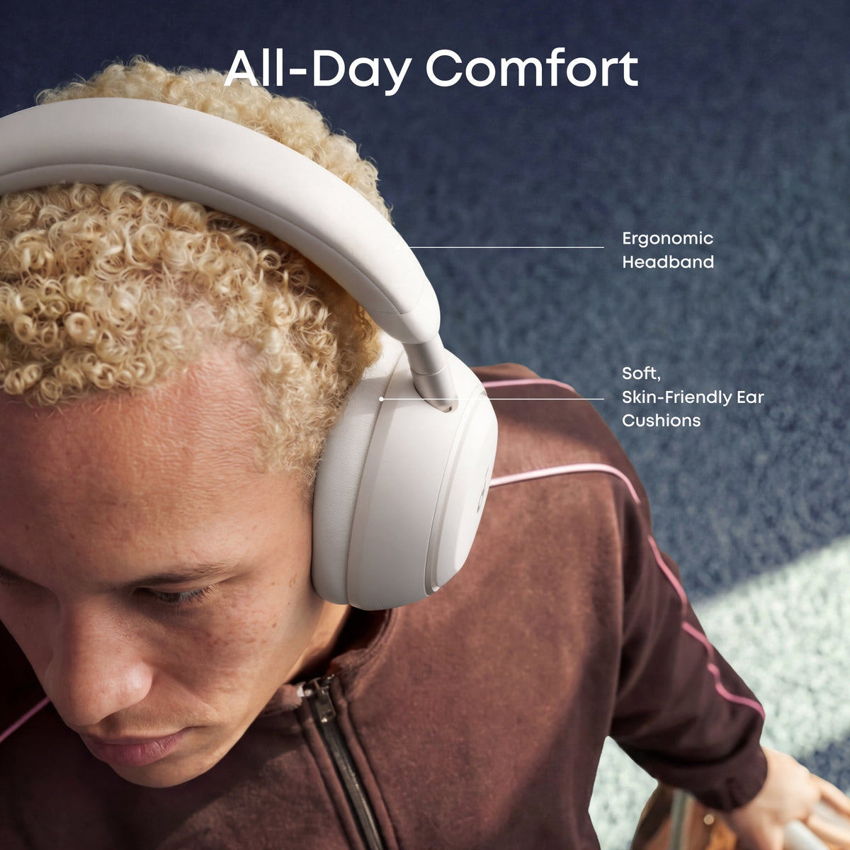 Anker Soundcore Space 2 Noise Cancelling Headphones for All-Day Wear - White