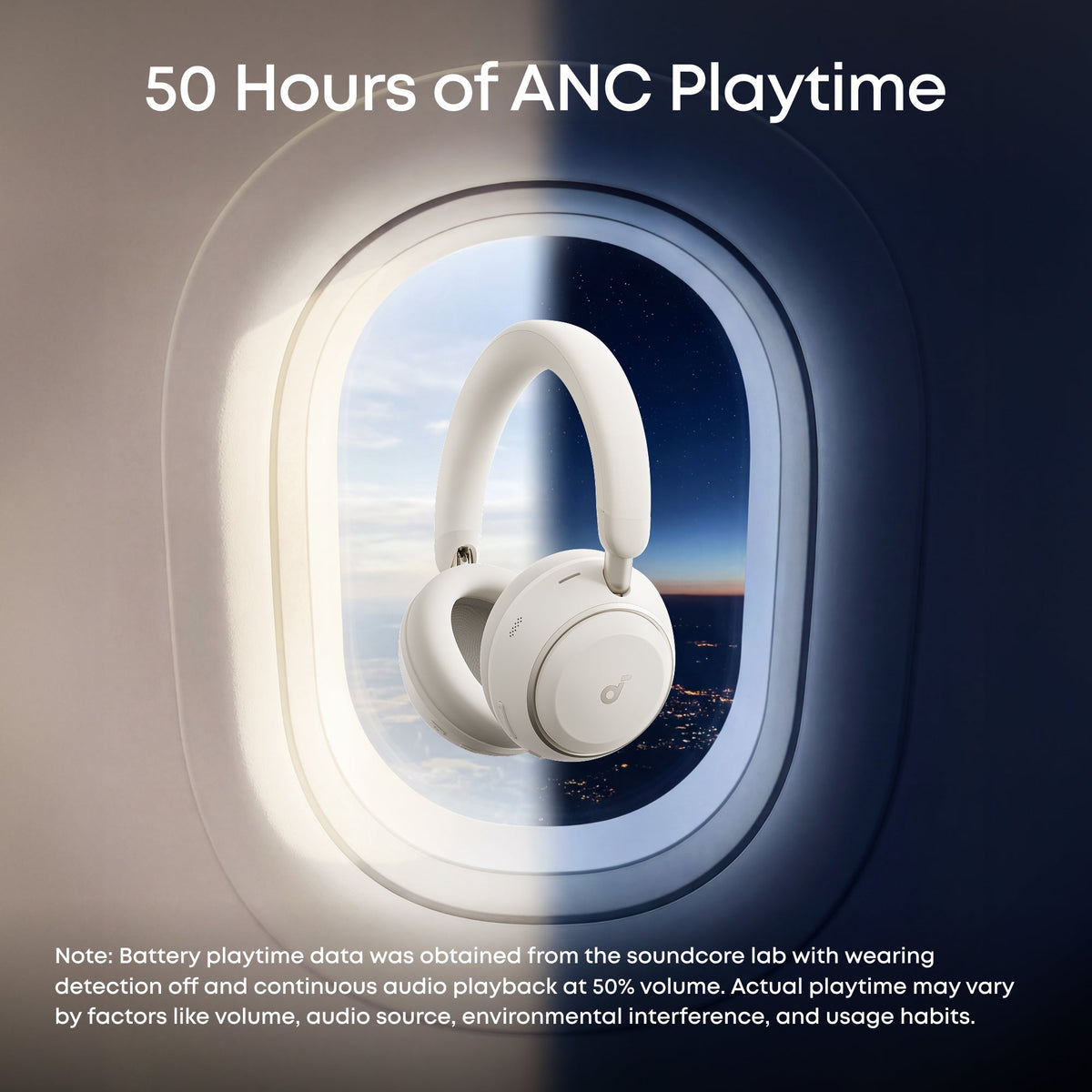 Anker Soundcore Space 2 Noise Cancelling Headphones for All-Day Wear - White