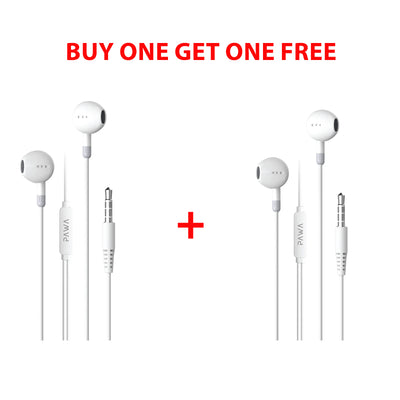 Pawa Chords Lite Edition Stereo Wired Earphone - 3.5mm / 1.2 Meter / White - Buy One Get One Free