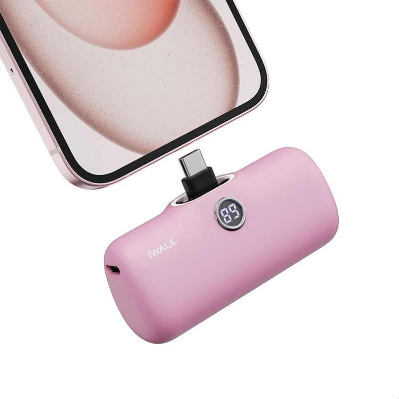 iWALK Linkme Pro Fast Charge Pocket Power Bank With Battery Display - 4800mAh / Type-C - Pink