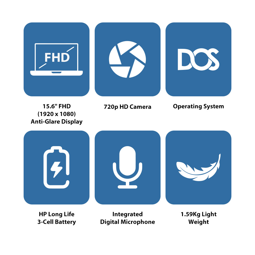 إتش بي 15-FD0149NE - 15.6" FHD / 15.6" / دوس (بدون نظام تشغيل) / ضمان سنة / طبيعي فضي - لابتوب