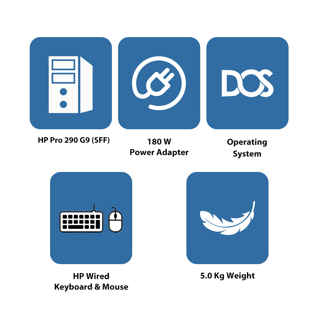 HP Pro 290 G9 (SFF) - i5 / 8GB / 512GB (NVMe M.2 SSD) / DOS (Without OS) / 1YW - Desktop