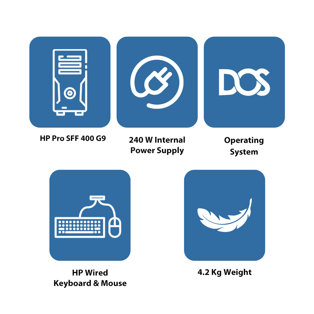 HP Pro SFF 400 G9 - i5 / 8GB / 1TB (NVMe M.2 SSD) / DOS (Without OS) / 1YW - Desktop