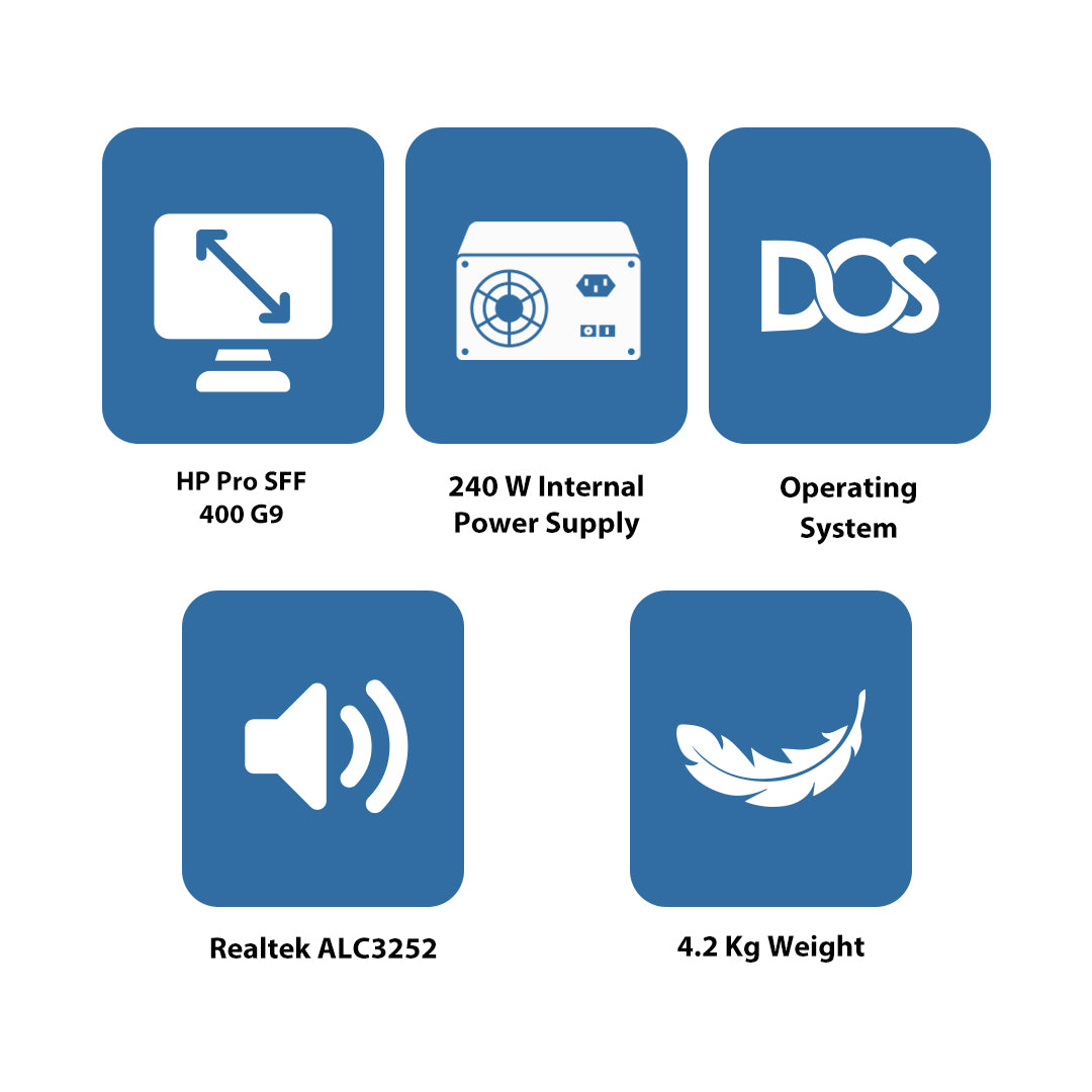 HP Pro SFF 400 G9 - i7 / 8GB / 250GB (NVMe M.2 SSD) / DOS (Without OS) / 1YW - Desktop