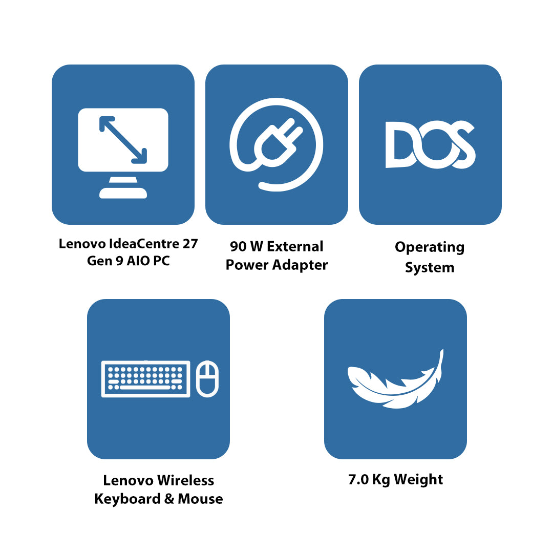 Lenovo IdeaCentre 27 Gen 9 AIO PC - i5 / 64GB / 512GB (NVMe M.2 SSD) / 27" FHD Non-Touch / DOS (Without OS) / Arabic/English / 1YW / Cloud Grey - Desktop