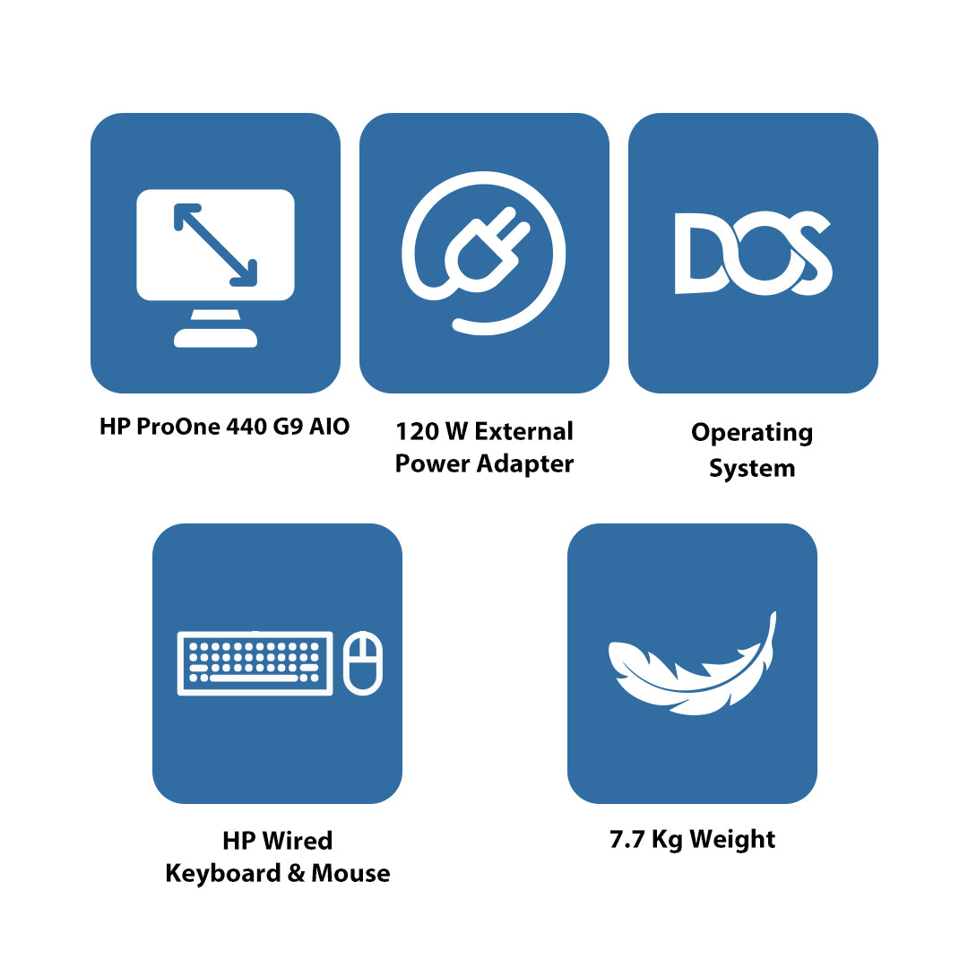 إتش بي برو ون 440 G9 المتكامل - آي 5 / 16 جيجابايت / 1 تيرابايت (NVMe م.2 إس إس دي) / 23.8" FHD لا تعمل باللمس / دوس (بدون نظام تشغيل) / ضمان سنة - ضمان سنة - كمبيوتر مكتبي