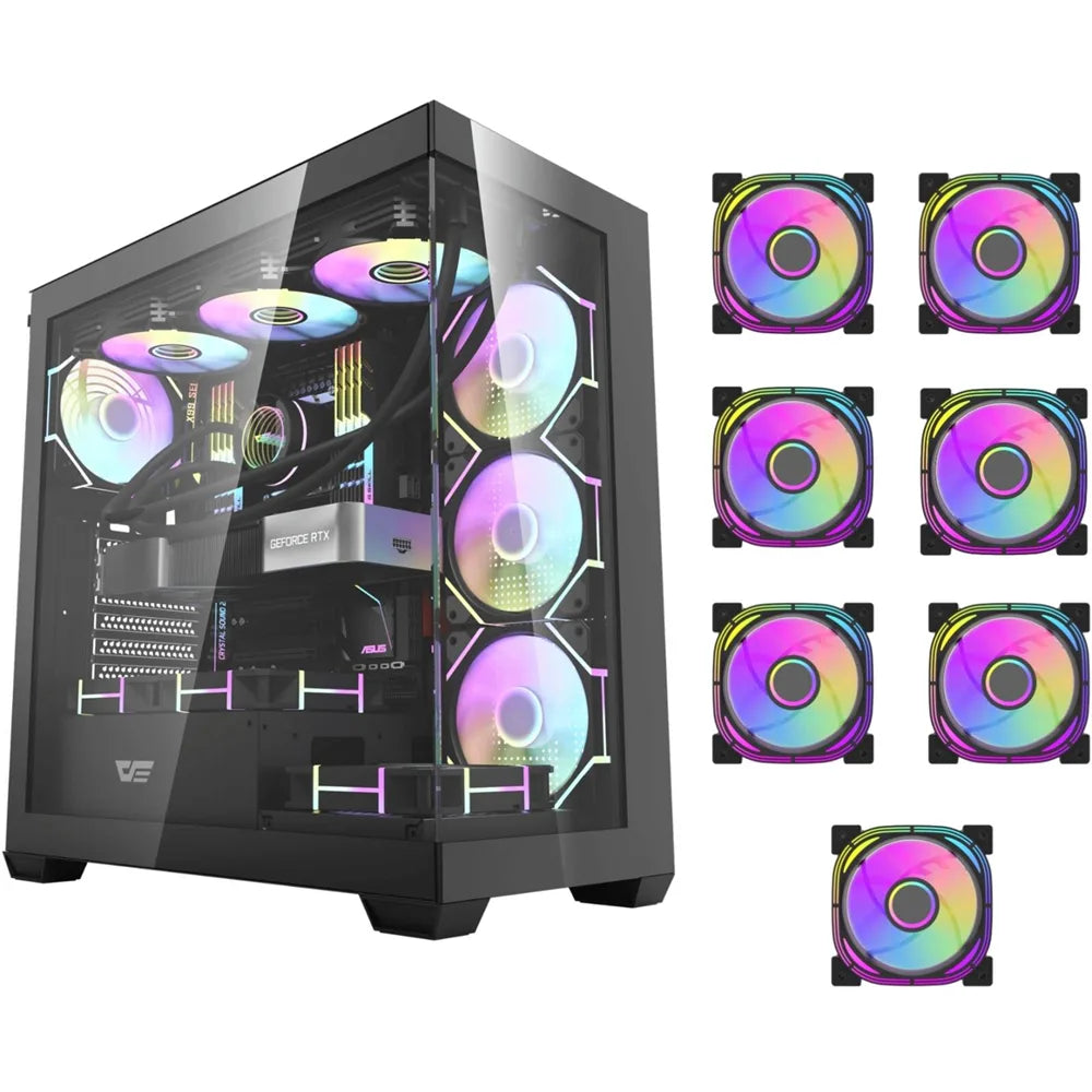 Darkflash DS900 ATX PC Case - Black (With 7 x ARGB + Controller Included)