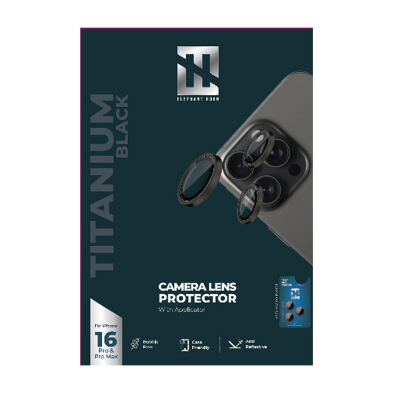 Elephant Horn Camera Lens Protector with Applicator 16Pro/16ProMax - Black Titanium