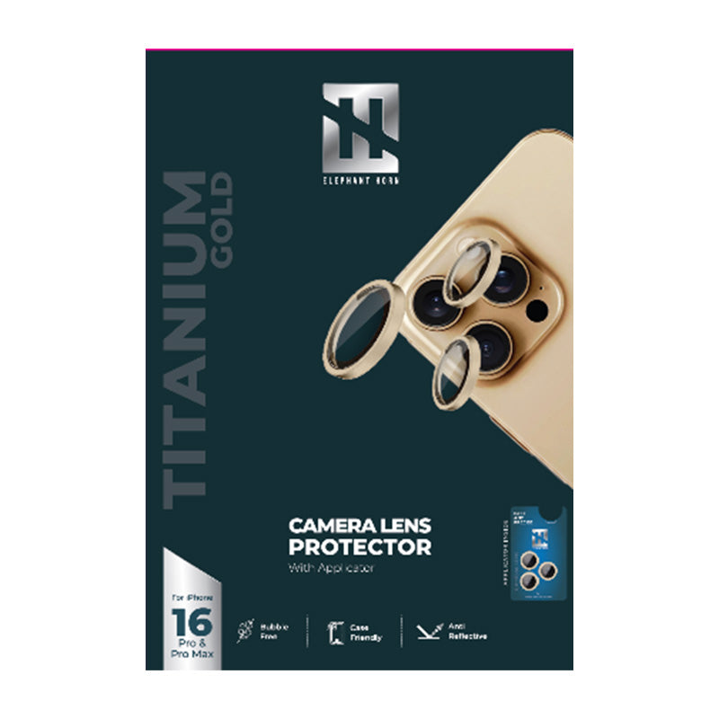 Elephant Horn Camera Lens Protector with Applicator 16Pro/16ProMax - Gold Titanium