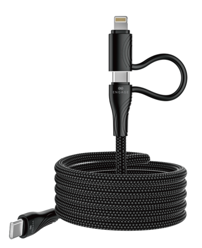 Engage Magnetic C To C Cable 60W W/Lightning Adapter(27W) (Black)(8954526522355)