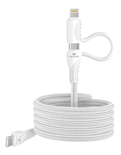 Engage Magnetic C To C Cable 60W With Lightning Adapter(27W)White(8954526522356)
