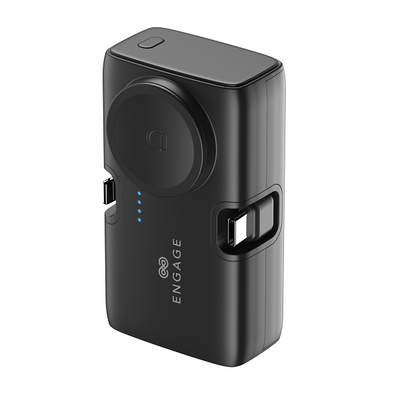 Engage Portable Dual Port Lightning/Usb-C & Watch Charging Powerbank(5000Mah)-Black