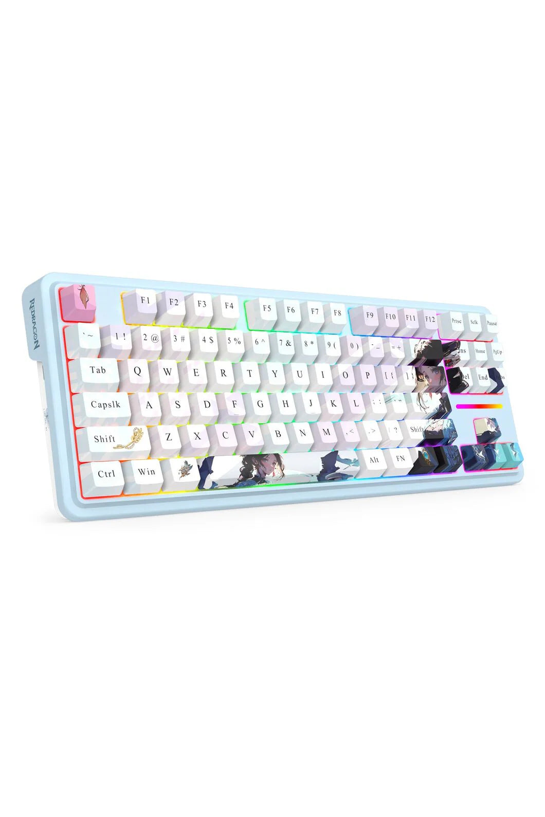 Redragon Antonium Pro Blue TKL Noise Dampened Mechanical Keyboard - Anime Blue