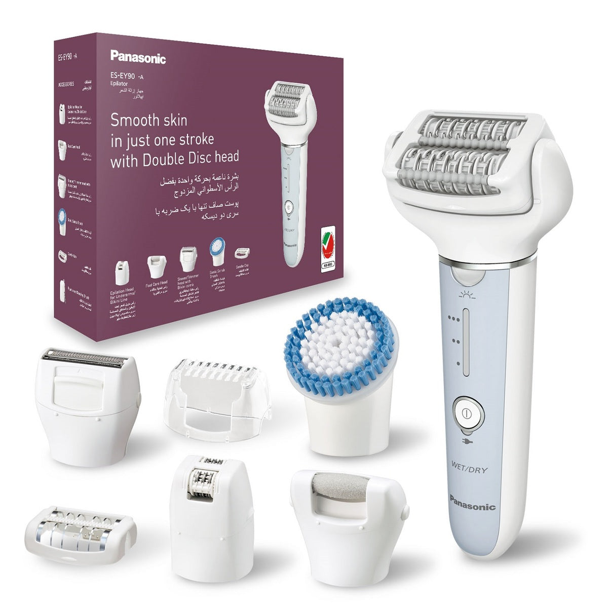 Panasonic Wet & Dry Cordless Epilator 8 Attachements - ES-EY90-A423