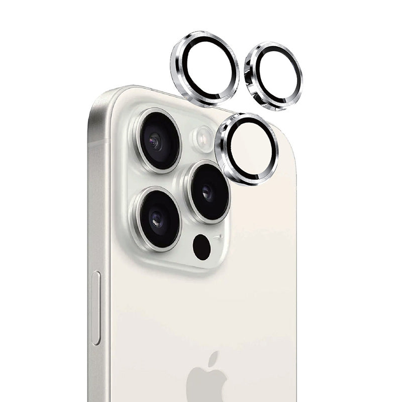 Eltoro Individual Ar Metal Rings Camera Lens Protector for iPhone 15 Pro / 15 Pro Max - White