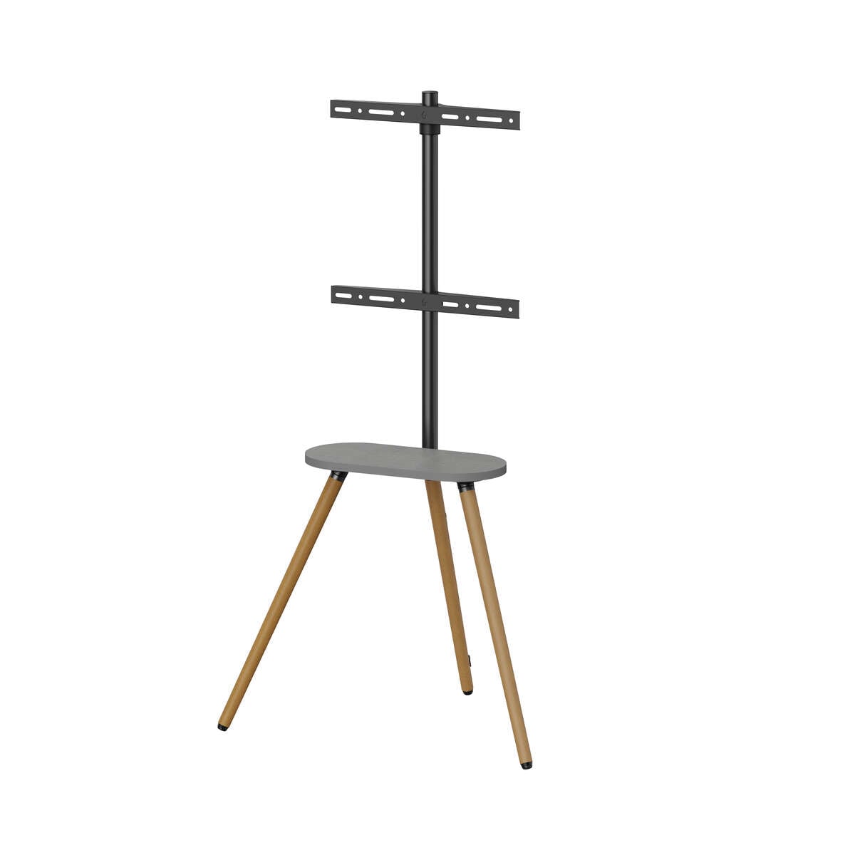 Union TV Floor Stand with Shelf & Wood Legs (43"-65")