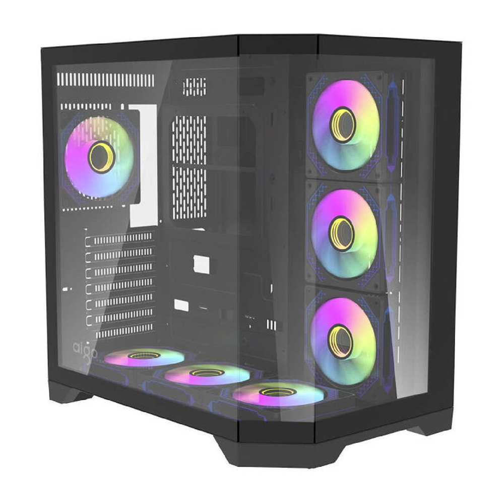 Aigo FT418 Pro Case - Black (With 7 x ARGB Fans Included)