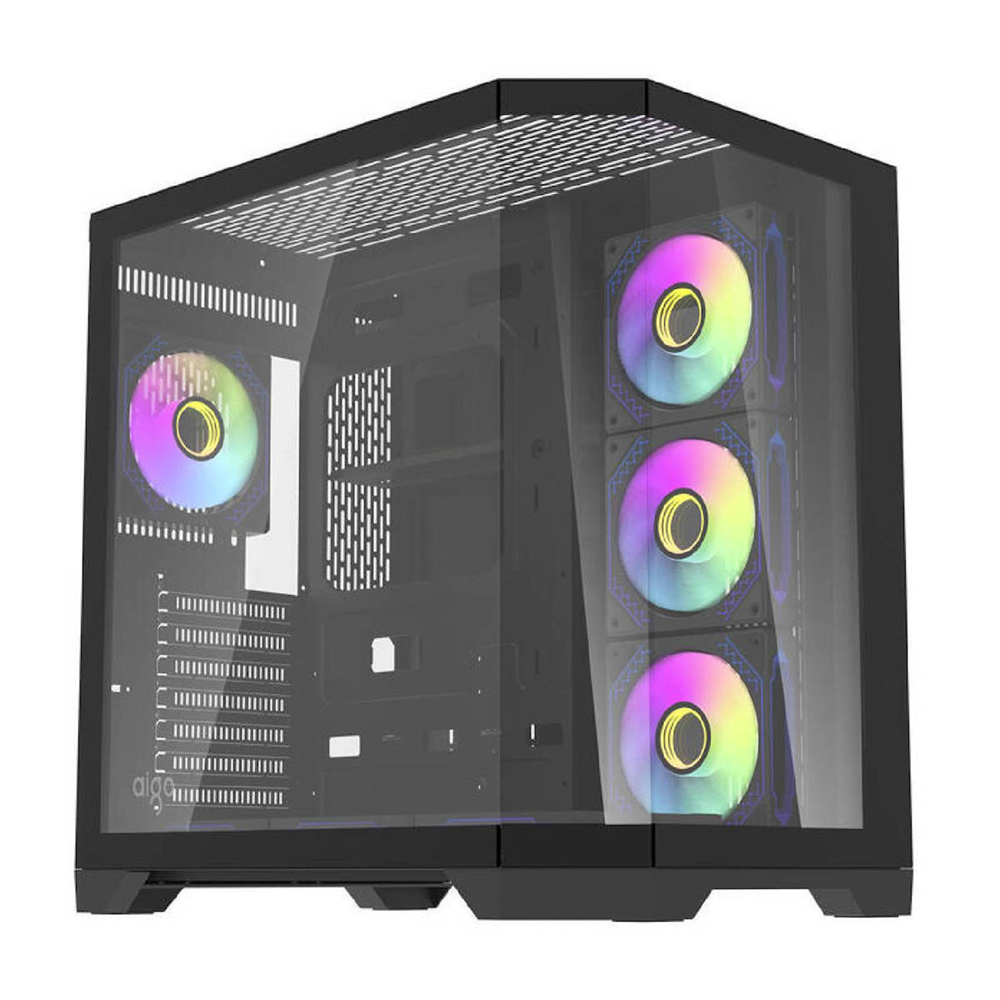 Aigo FT418 Pro Case - Black (With 7 x ARGB Fans Included)