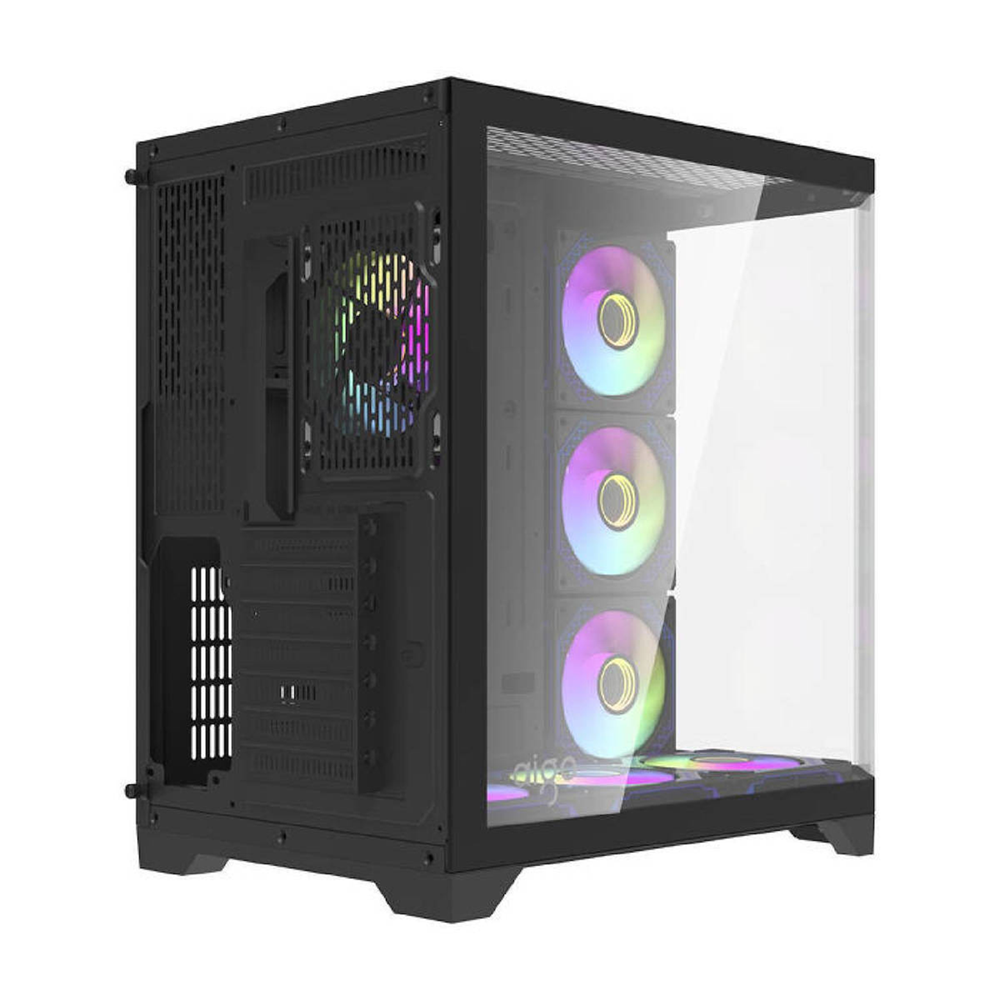 Aigo FT418 Pro Case - Black (With 7 x ARGB Fans Included)