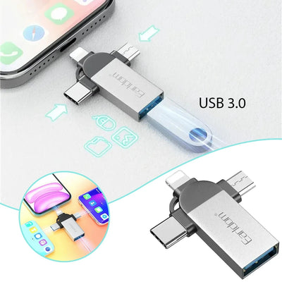 Earldom ET-OT93 3-in-1 USB 3.0 Adapter - Lightning / Type-C / Micro / Silver/Black