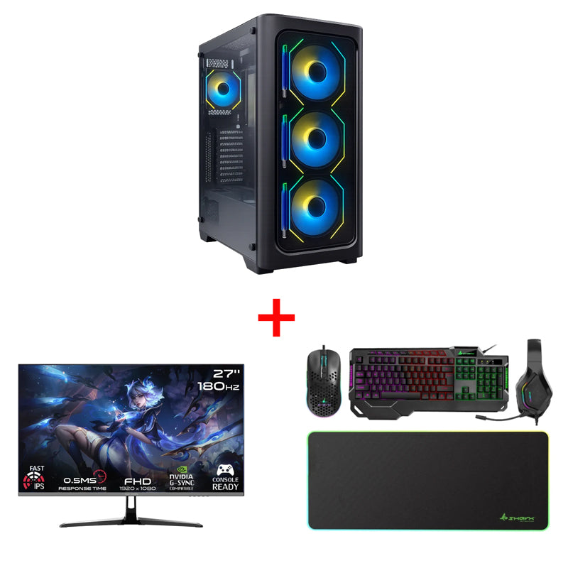Bundle Offer - GPro Gaming PC - i7-14700F / B760 M Motherboard / 16GB DDR4 / 1TB (M.2 SSD) / RTX 5060 8GB / Win 11 Pro / 750W PS + GameOn Gaming Monitor - 27